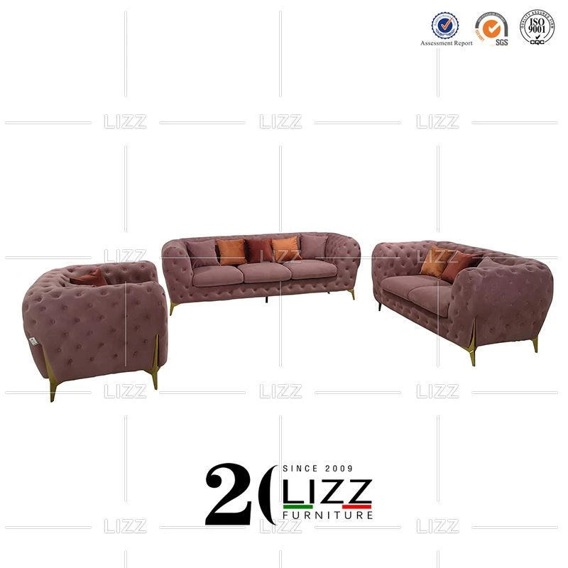 Luxo comercial Chesterfield Tecido Veludo Sofá Mobiliário cadeira