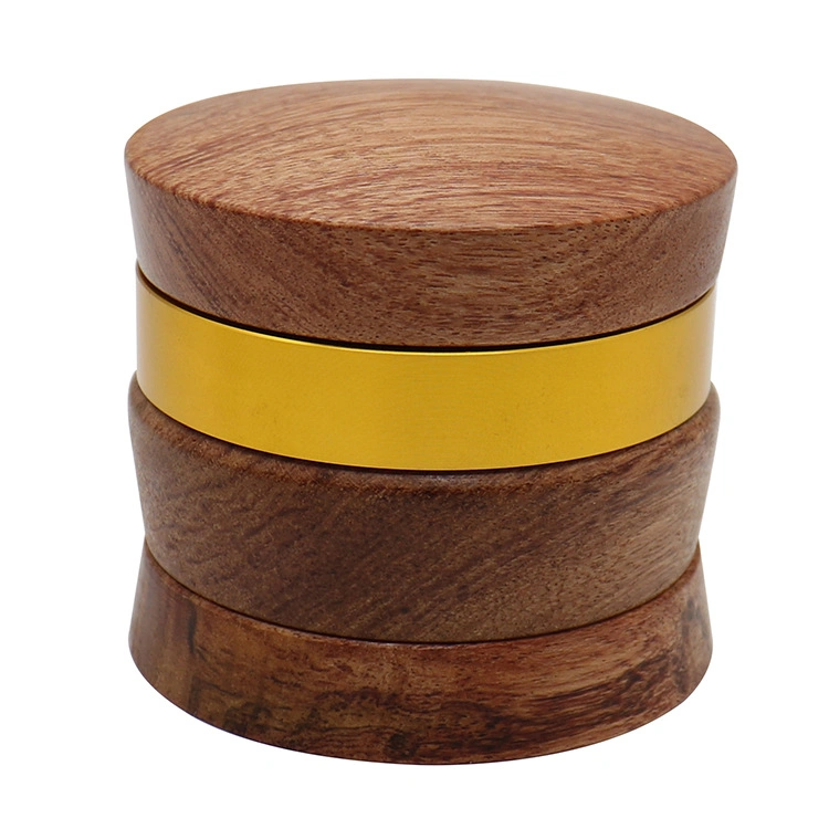 Wanchuang Smoking Accessories Custom Logo Walnut Tobacco Crusher Aluminum Alloy with Wood