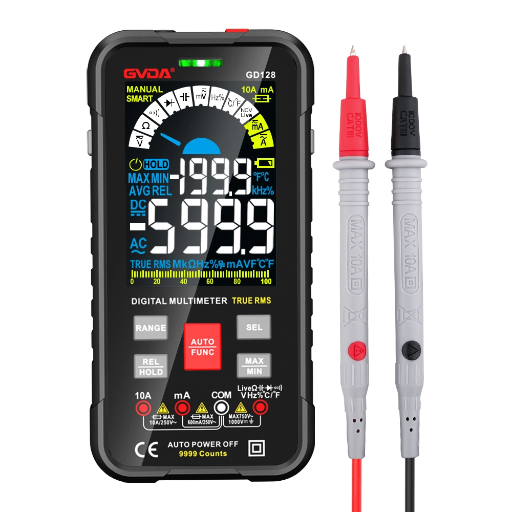 New 9999 Counts Smart Auto Range 1000V 10A Dmm Multitester Tester Meter Ohm Hz Capacitance Rel True RMS AC DC Digital Multimeter