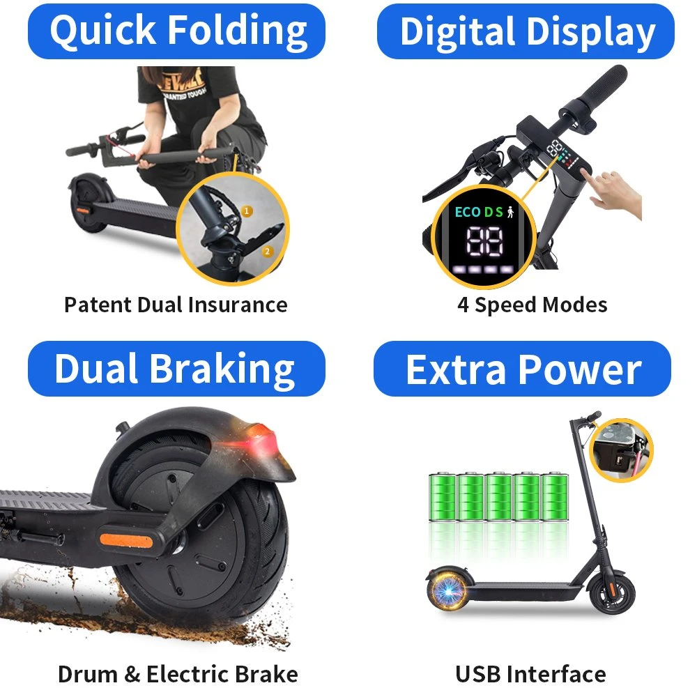 Dual Absorber Wasserdicht 10inch Mini Tragbare Folding Elektro-Scooter für Erwachsene