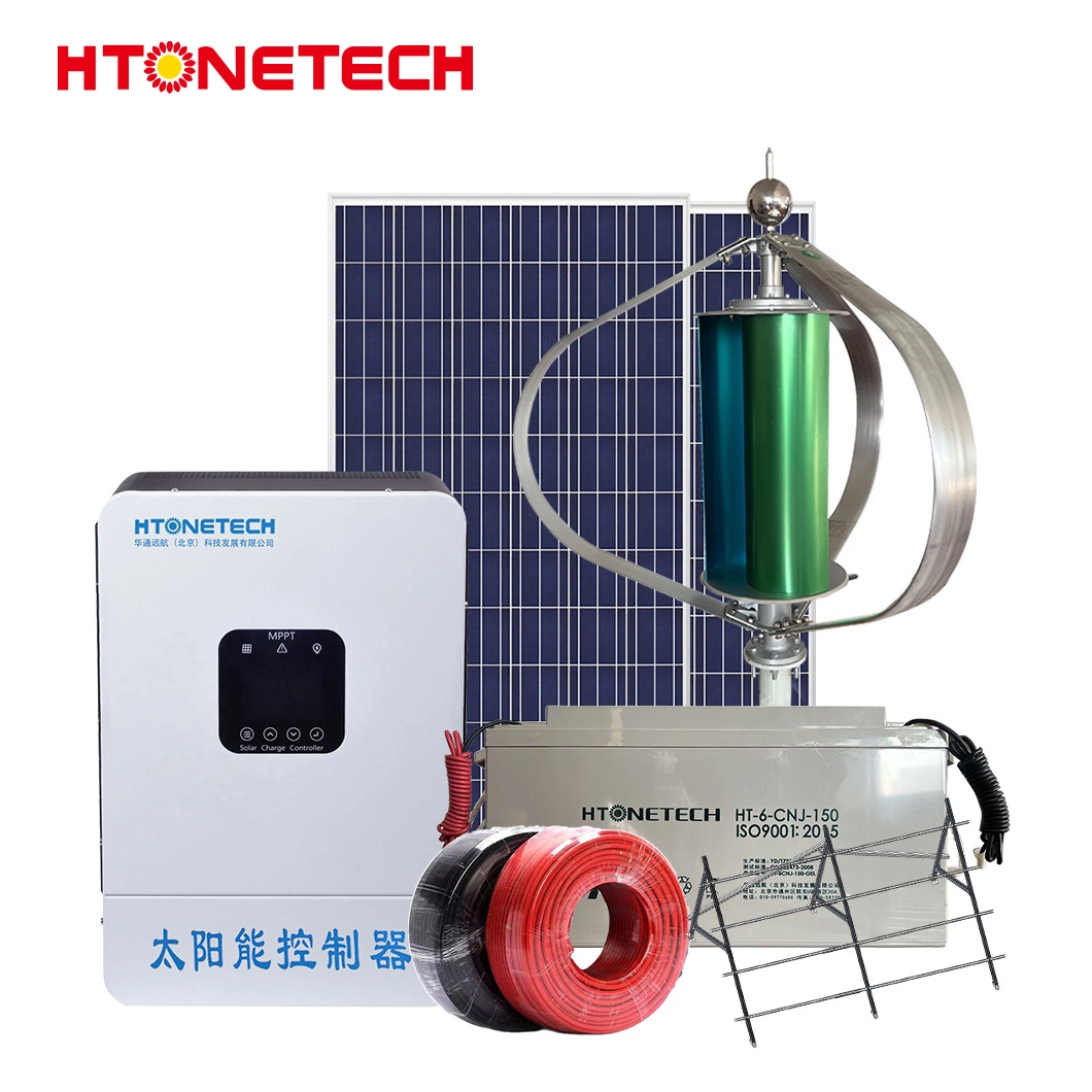 Htonetech 10 20 30W 12V Panneau Solaire Monocristallin Batterie Usine Système de Stockage de Chaleur Chine Meilleur Système Hybride Éolien Solaire avec Régulateur de Charge de l'Éolienne