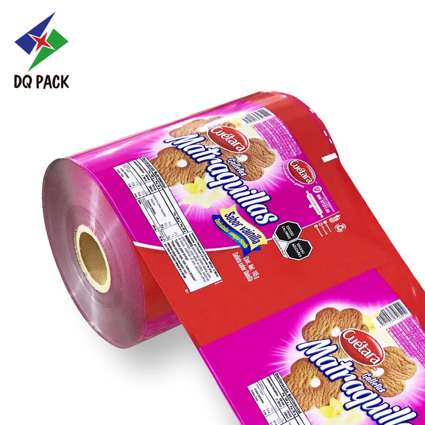 Dq Pack Custom Printed BOPP Plastic Food Packaging Roll Film for Biscuit