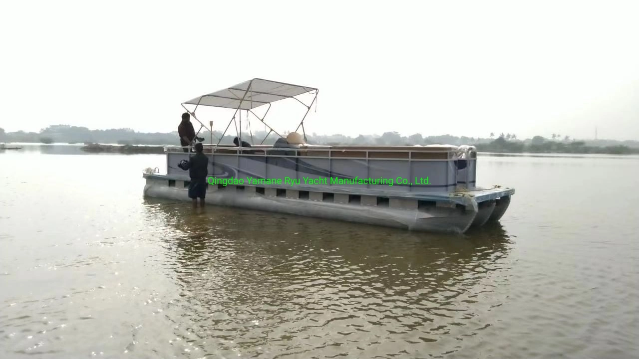 Yamane 30FT Luxury Water Floating Family Leisure All Welded Aluminum Fishing Pontoon Boat