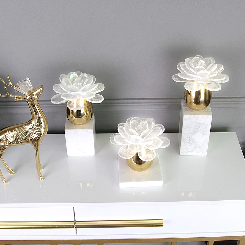 Light Luxury Decoration Natural Crystal Stone Flower Crafts Gift Dinning Table Accessories