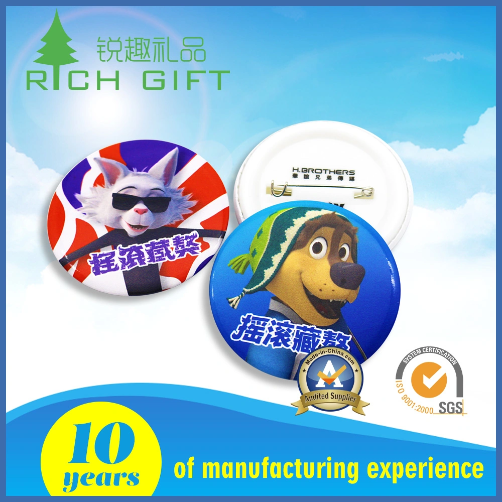 Hot Selling Custom Button Badges Cmyk/ Silkscreen Printed Animal Logo
