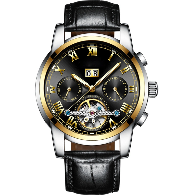 Custom Men Luxus Mechanische Uhren Edelstahl Tobion Tourbillon Wicklung Automatische Uhren