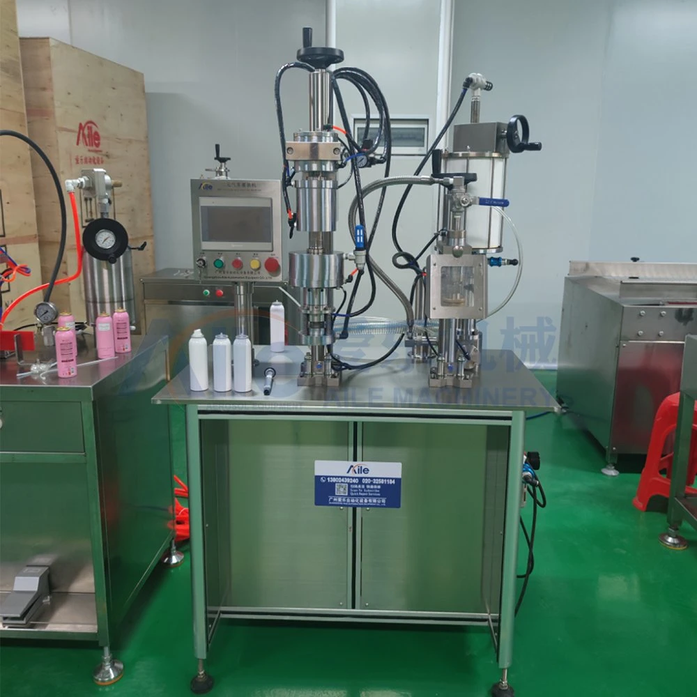 Semi Automatic Aerosol Spray Can Filling Machine Air Bag Filling Machine on Valve Filler