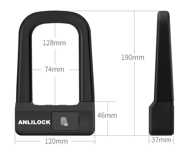 Candado de huellas dactilares de bicicleta, candado de huellas dactilares de motocicleta, candado de huellas dactilares de coches eléctricos, candado de alta calidad, al-01bk