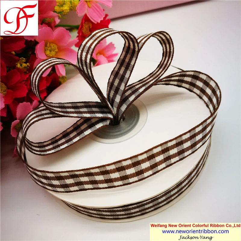 High quality/High cost performance  100% Polyester Gingham/Check Ribbon for Gifts/Wedding/Wrapping/Seasons Decoration /Christmas/Packing/Garment/Bows