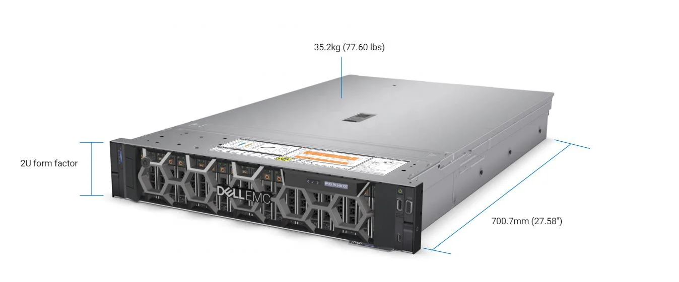 DELL R760 Server with 2*Intel Xeon Scalable Processors 32*DDR5 Rdimm 24*2.5 Inch Sas/SATA HDD/SSD/8*Pcie Slots