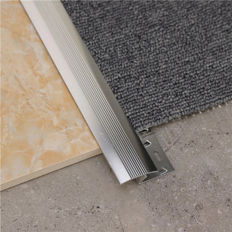 Venta al por mayor de duraderas tiras de transición de aluminio metálico para remates de alfombras en pisos