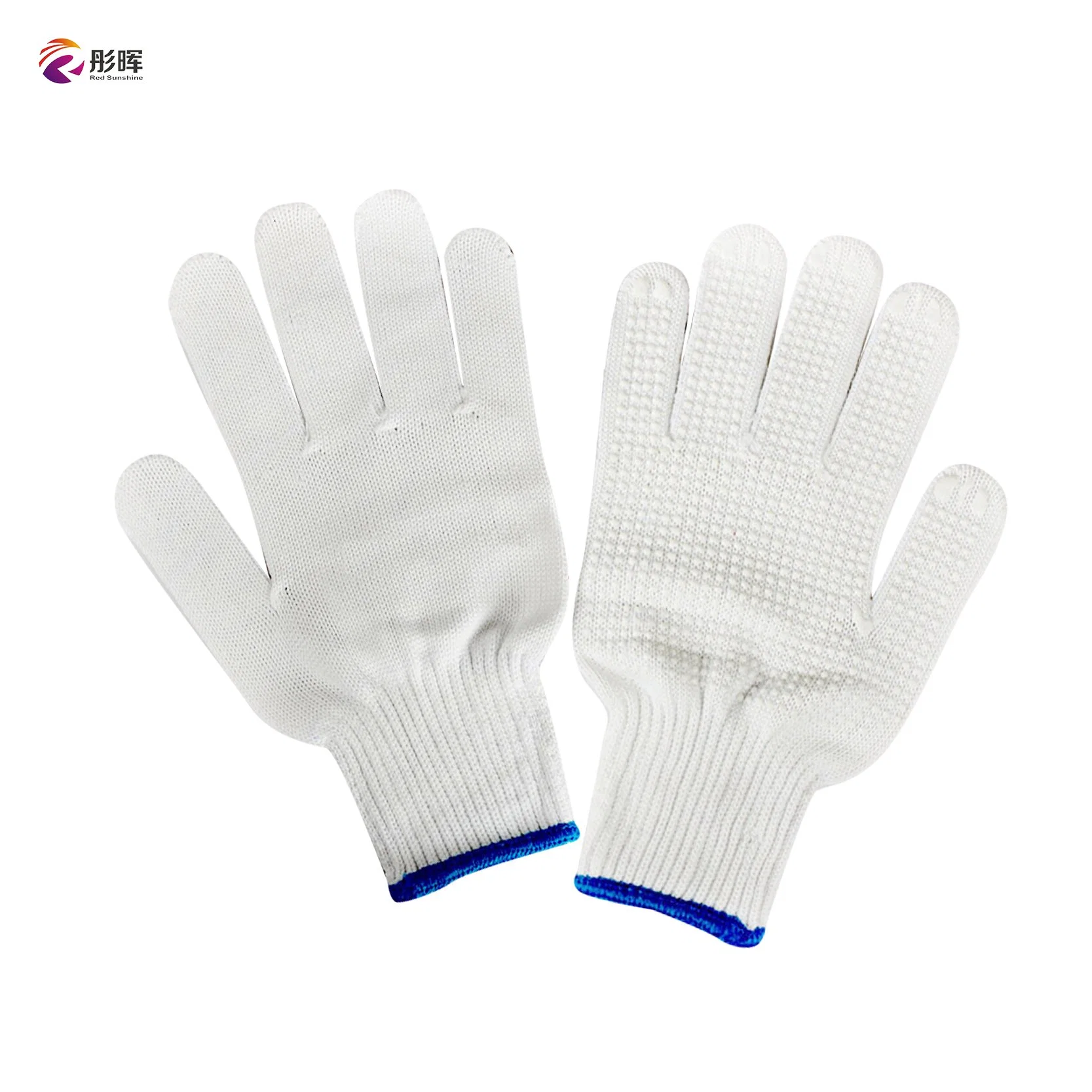 Commerce de gros Blanc 7 Point d'aiguille de la colle plastique Gants PVC antiglisse Wear-Resistant parsemé de fils de coton les gants de travail de protection du travail