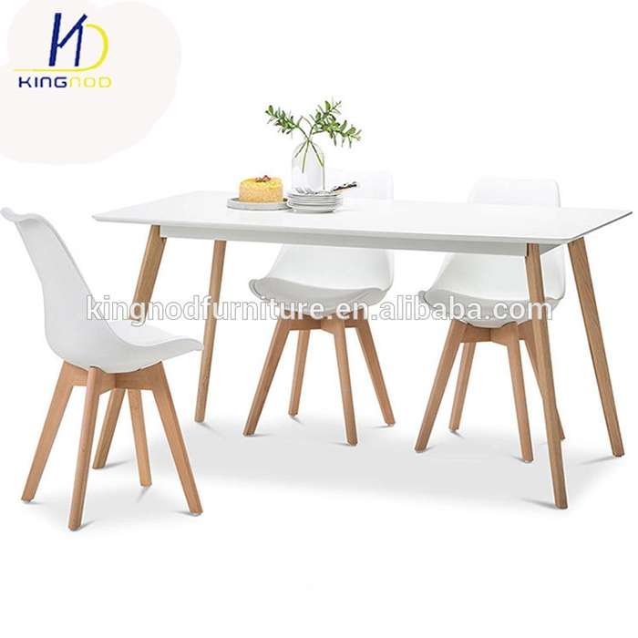 Wholesale/Supplier Modern Home Dining Room Furniture Popular Convenient MDF Top+Beech Wooden/Wood Leg 6 Places Round Dining Table Set Price for Fast Food/Restaurant/Room