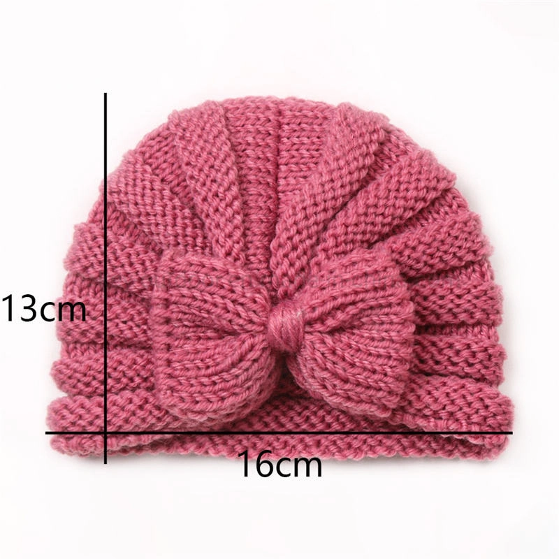 2023 New Fashion Wholesale Baby Turbans Infant Girls Beanie Hat Winter Hospital Nursery Beanie Cap Baby Turban Bow