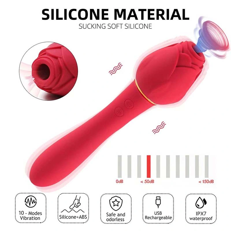 Silicone 10 Speed Dildo G-Spot Vibrator for Women Soft Wand Female Clitoris Pussy Red Sex Toys Rose Shape Heated Pussy Vibrator