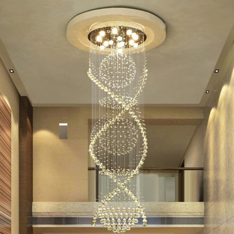 Modern Double Spiral Crystal Chandelier Huge Pendent Light (WH-NC-40)