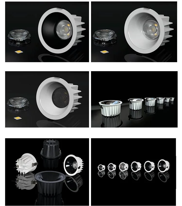 Antireflet COB LED étanches IP65 30 watt Downlight encastré fixe Carré lumière LED en aluminium vers le bas