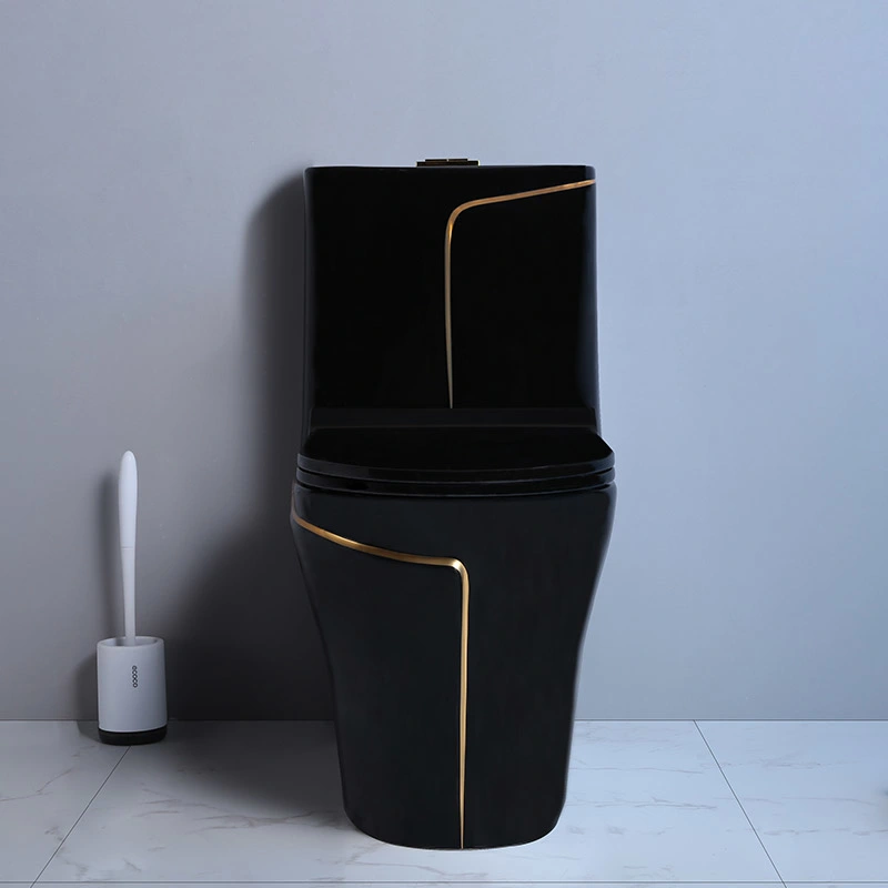 Black Gold Bathroom Ceramic Washdown One Piece Wc P-Trap/S-Trap Color Toilet