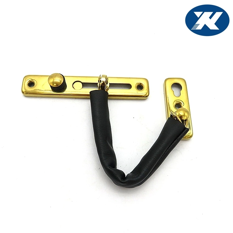 Security Anti-Theft Zinc Alloy Gold Color Door Guard Leather Chain for Sale