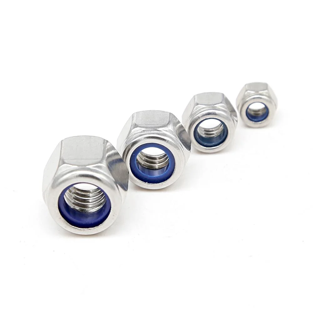 DIN985 Self-Locking Hex Nut with White Nylon Blue Nylon DIN 982 All Metal Hex Nut 304 316 Nylon Insert Lock Nuts