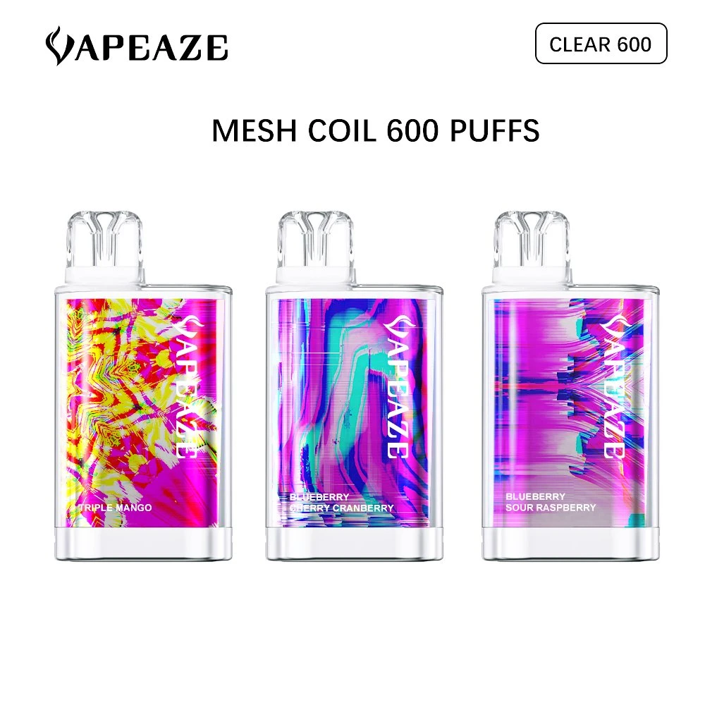 2023 Factory Direct Sale Vapeaze Disposable/Chargeable Vape Clear 600 Puffs Alibaba vape 20+ Fruit Flavors Custom Disposable/Chargeable 600 Puff Low Price One Time Vape