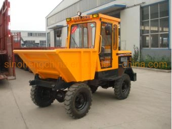 Mini sitio Dumper 3 tonelada de vuelco Cargador Frontal cuchara 4 ruedas motrices