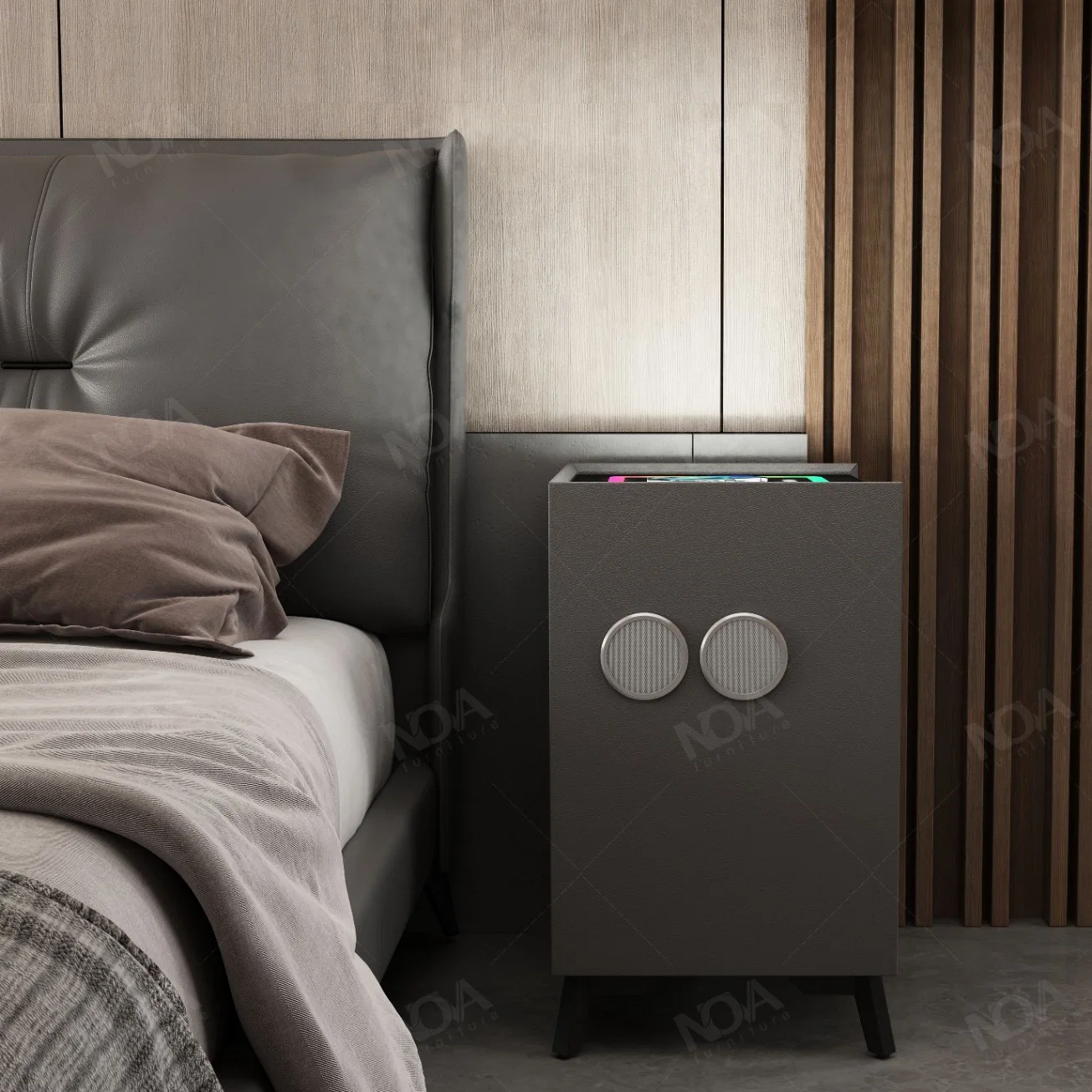 Nova Casa armario muebles Inteligentes Multifunción Mesilla de noche habitación de hotel Nightstands con conexión inalámbrica a la carga