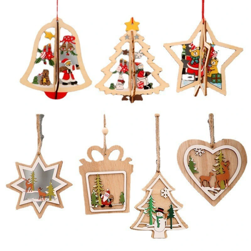 Custom Natural Beech Wood Promotional Christmas Decoration