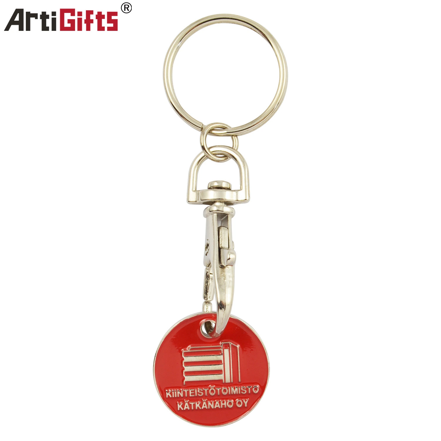 Supermarket Shopping Zinc Alloy Soft Enamel Coin Holder Metal Keychain