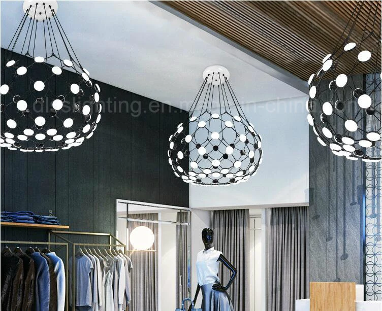 Modern Decorative for Project Lighting Acrylic Black White Mesh LED Chandelier Lamp