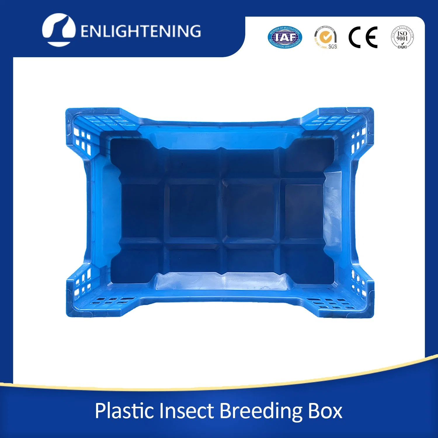 100% PP 60X40X14.5cm Plastic XL Bsf Insect Breeding Box Black Soldier Fly Larva and Mealworm Cultivation Maggot Redworms Barley Worms Silkworms Hornworm Waxworm