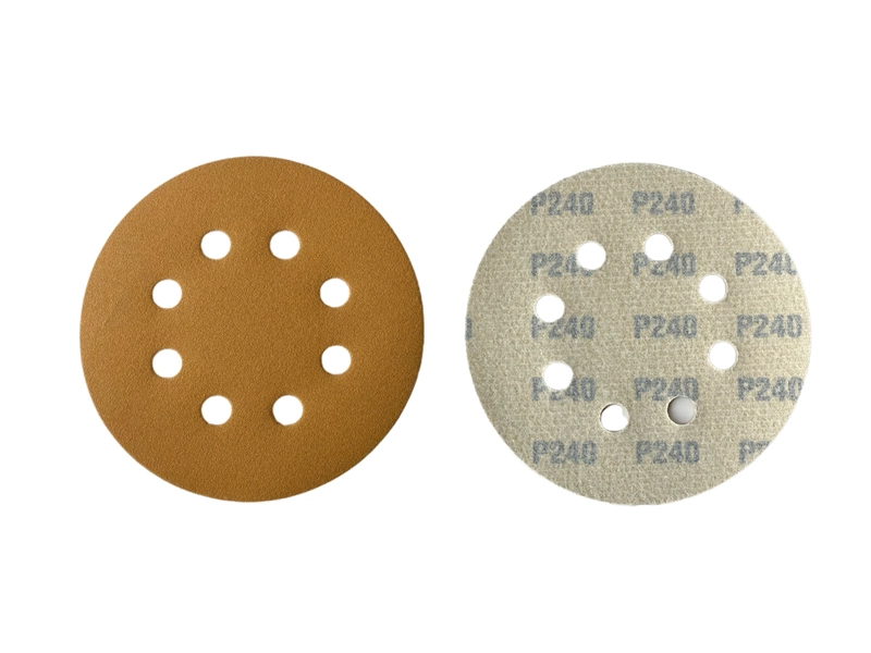 5-Inch 8-Holes Gold Yellow Sandpaper 400 Grit Sanding Disc for Wooden Polishing