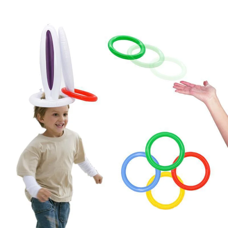 Children PVC Inflatable Easter Rabbit Long Ear Party Play Ring Toss Game Play Toys for Kids