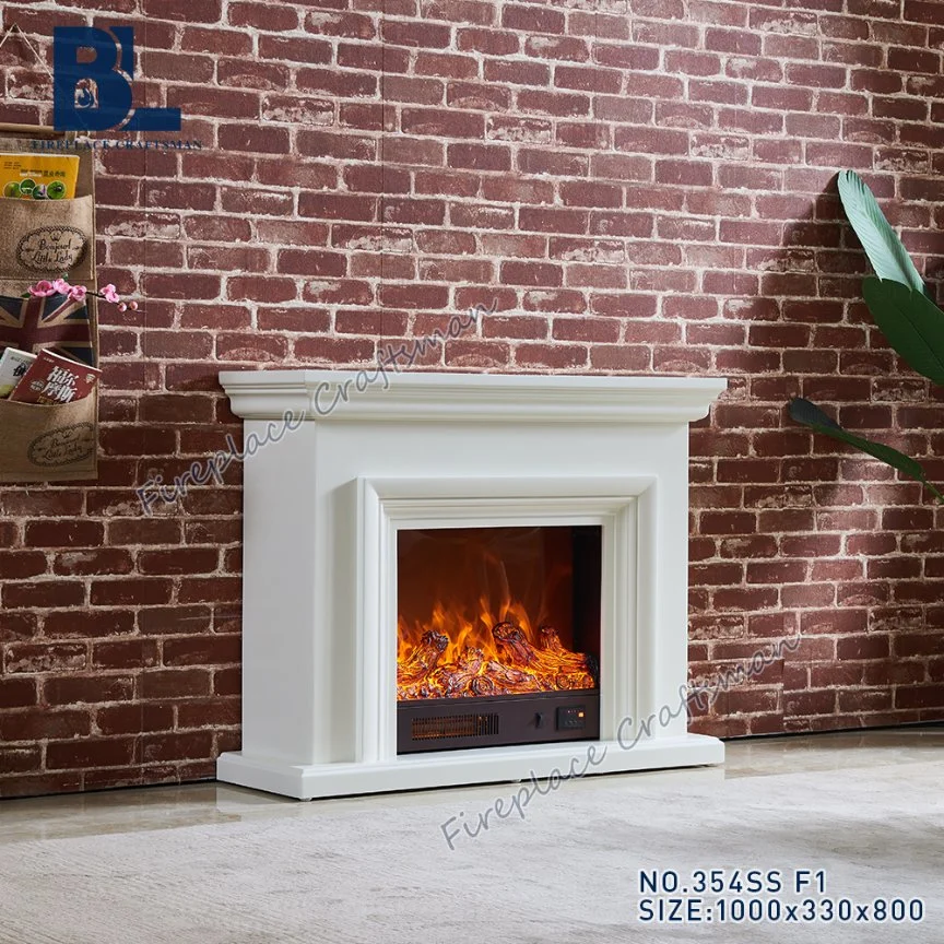 Simple Design CE Certification LED Lights Flame Pellet Stove Electric Fireplace Wooden Resin Mantel Living Room Furniture