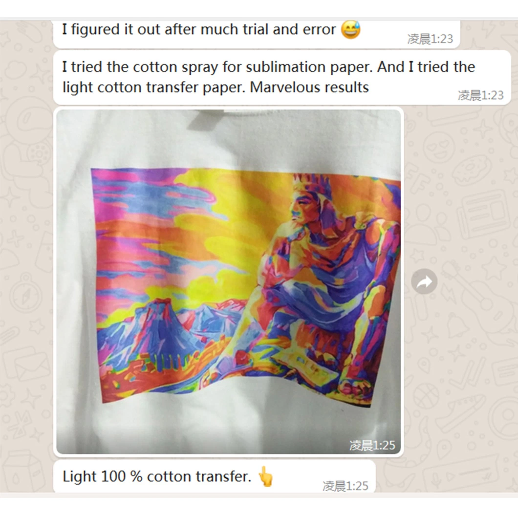 La sublimation de pulvérisation pour la lumière de revêtement en tissu de coton