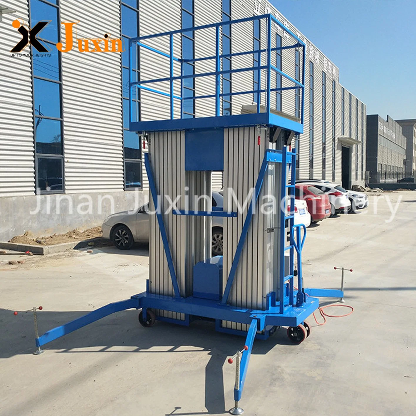 Jinan Juxin 200kg 4m-14m Aluminum Goods Lift Battery Powred Vertical Platform