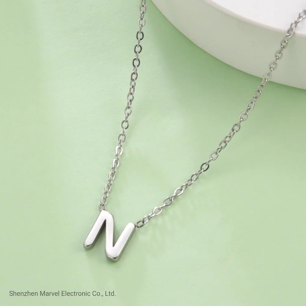 Minimalist Initial a-Z Letter Necklace Alphabet Stainless Steel Choker Chain