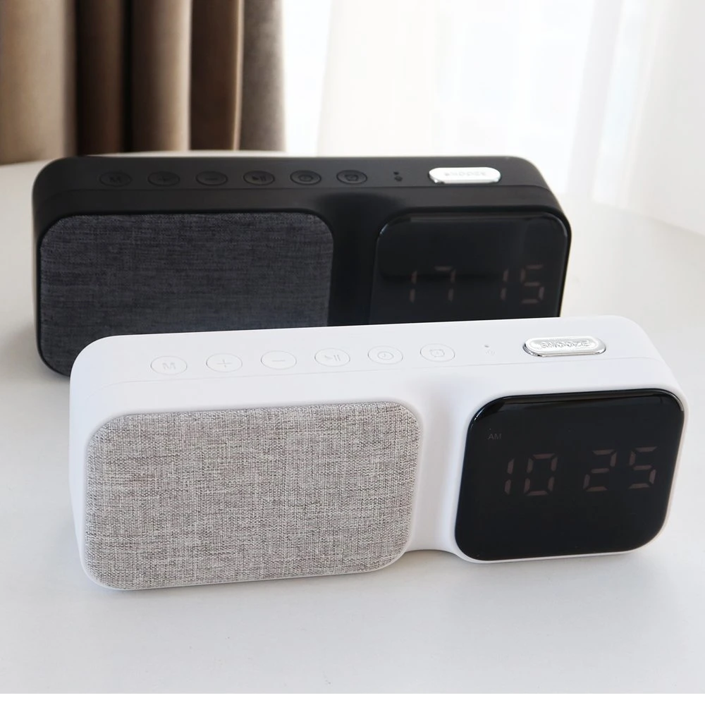 LED Digital Alarm Clock Wireless Speakers New Design Fabric Speaker