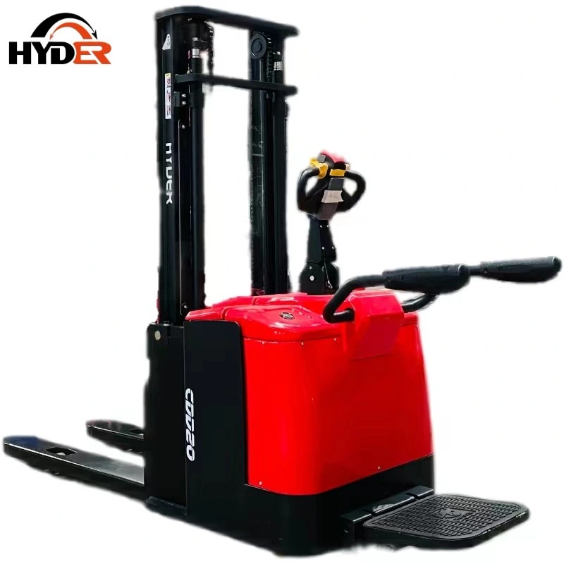 China Hyder Warehouse Equipment 2.0ton Driving Stand-up Full Electric Pallet Stacker