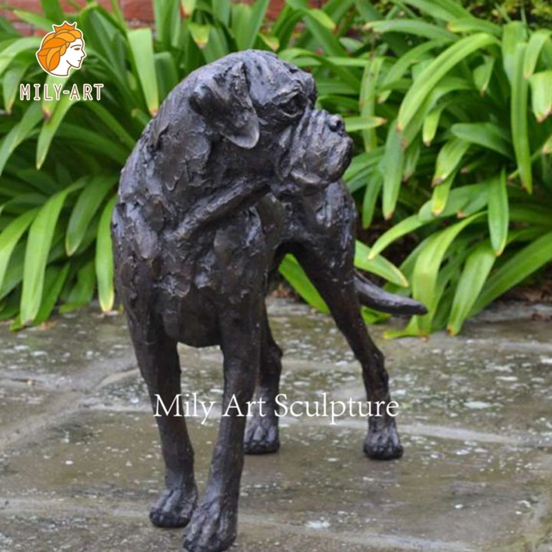 Startseite Garten Luxus-Dekor Kunstornamente Metall Bronze Dobermann Pinscher Skulptur Mit Hundestatue