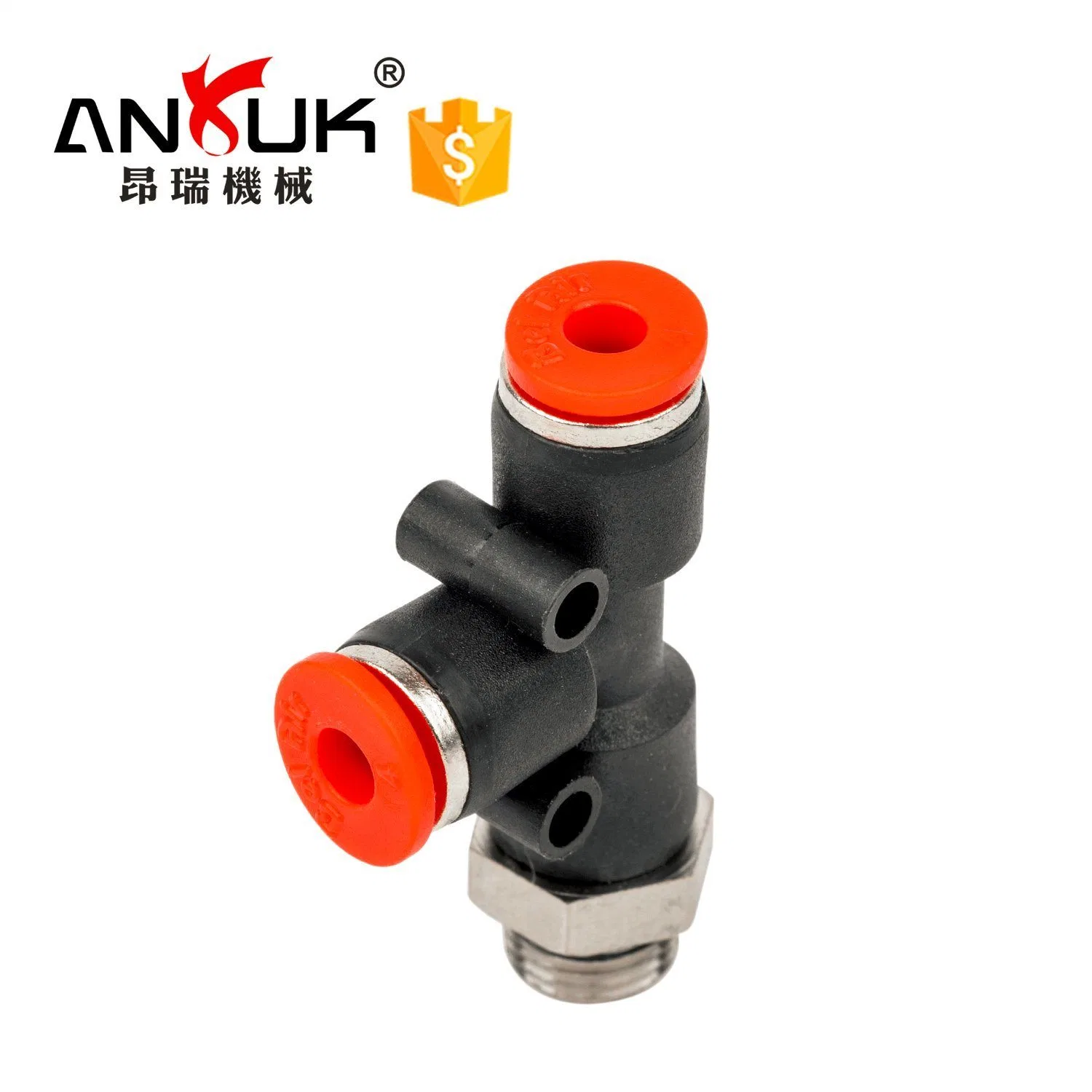 Pd Plastic T Type 3 Way One Touch Quick Connect Air Hose Pneumatic Fitting