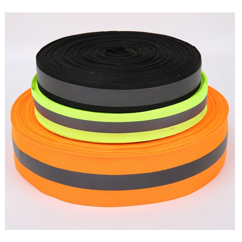 Correa naranja de 5 cm de coser en la cinta de tejido de poliéster cinta reflectante para la seguridad ropa