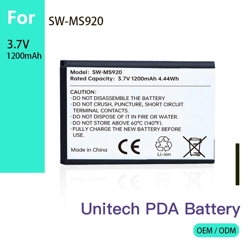 Ms920 Android Handheld Mobile Terminal Battery 3.7V 1200mAh for Unitech 1400-900020g Li1200c