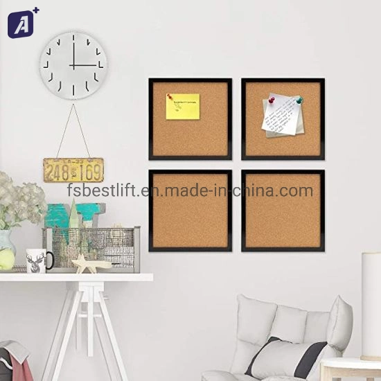 Hot Sale 20X20cm Lightweight and Self Hanging White Frame Cork Board with 4 Pins for School or Offices Decotation