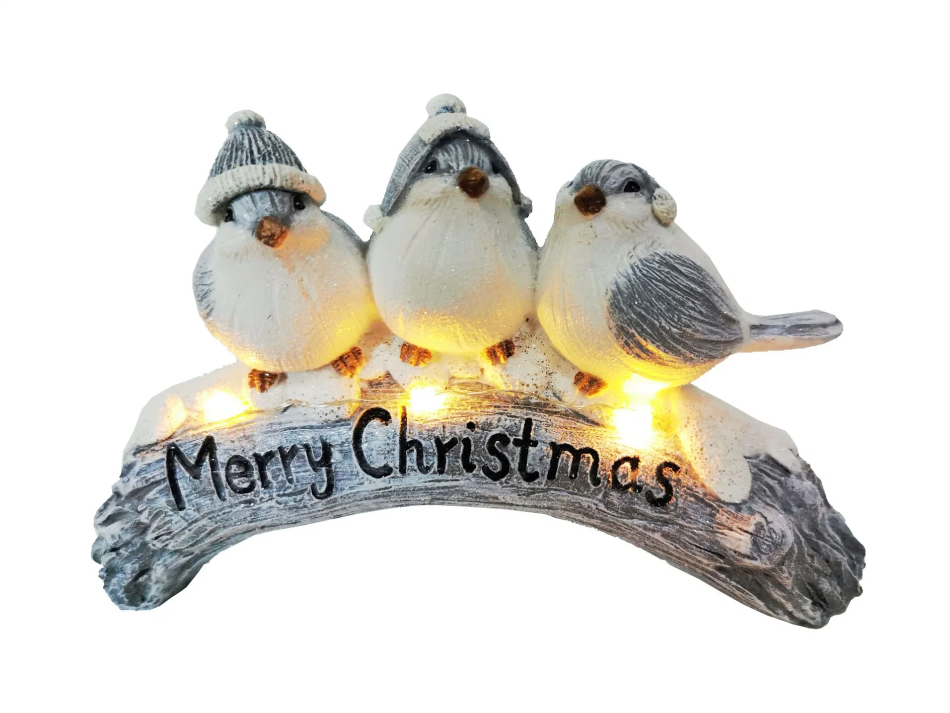 Resin Home Decorations Ocean Resin Figurines Bird with Christmas Hat