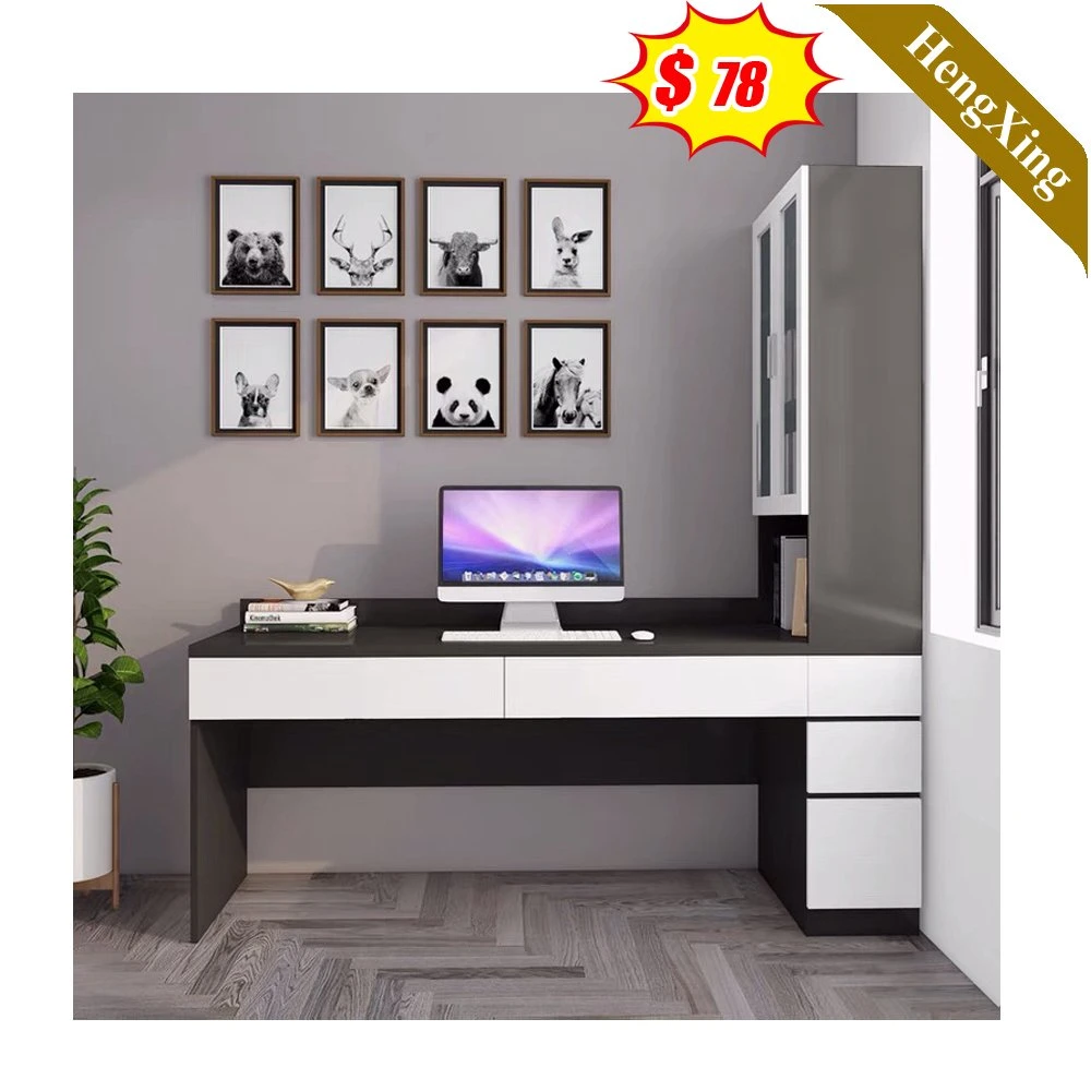 Simple Executive Boss Study Computer Stand Laptop Desk Office Home Wooden Pure Black Table
