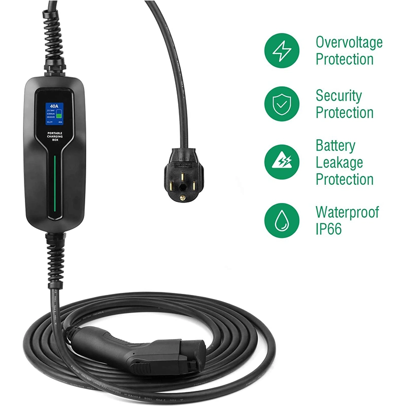 16A EV Ccharger Level 1-2 100V-240V Portable Home EV Charging Station Compatible with Electric and Hybrid Vehicles