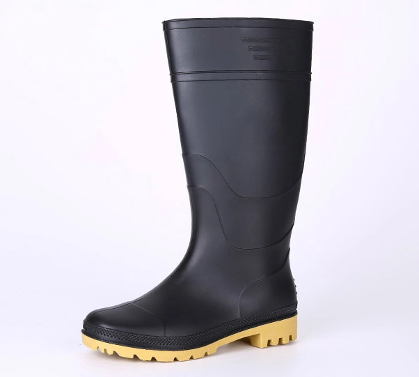 Custom Logo Oil Acid Alkali Resistant Waterproof Anti Slip Light Weight Cheap Black Non Safety Garden Work PVC Rain Boots with CE