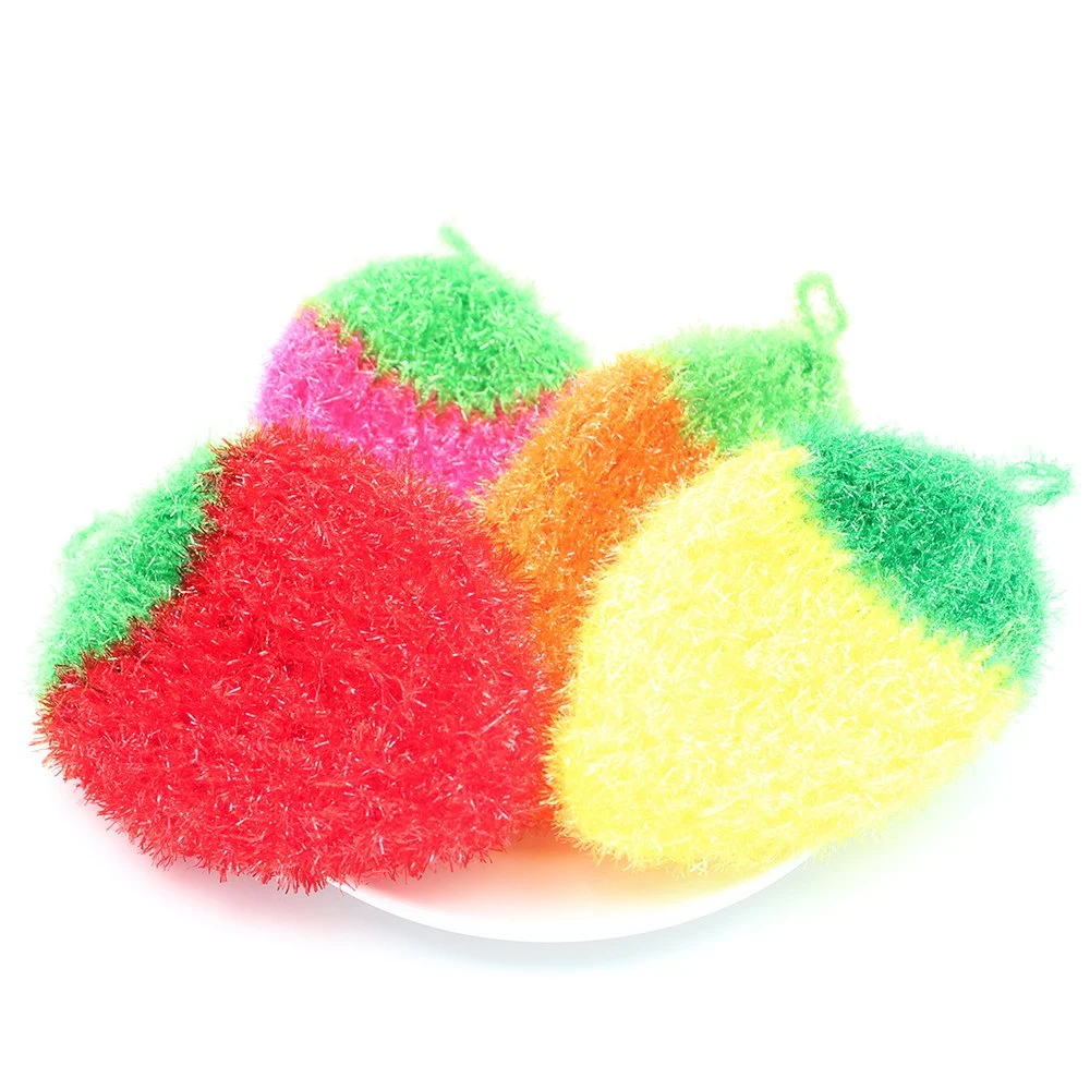 Mano Non-Scratch Premium de ganchillo hechos a mano Scrubber plato plato de doble capa de tela resistente