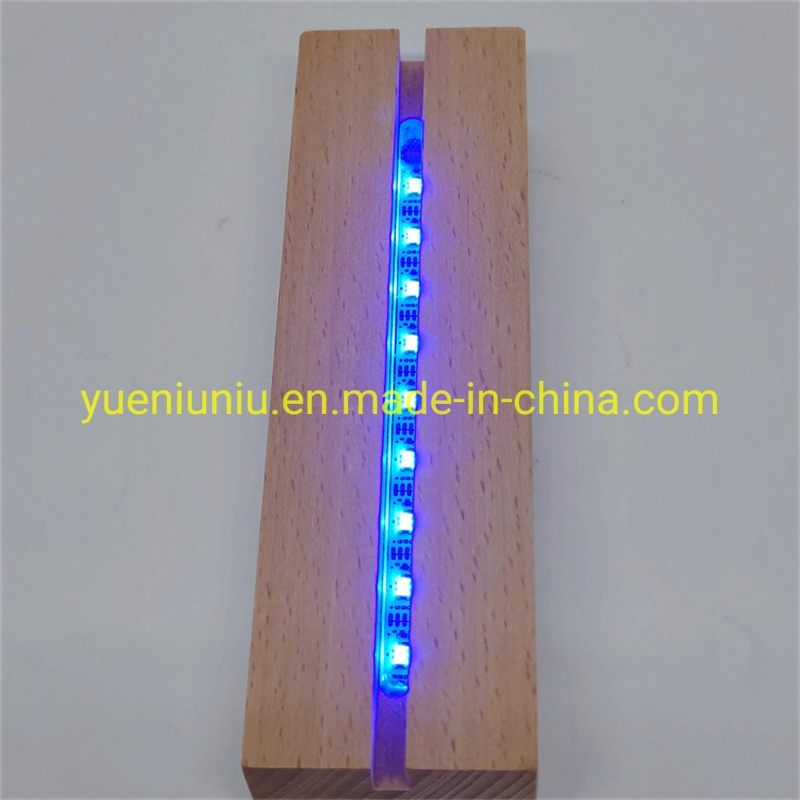 Hot Sale 300mm Large Rectangle LED Light Base 3D Night Light Base USB Charging Wood Base for Acrylic